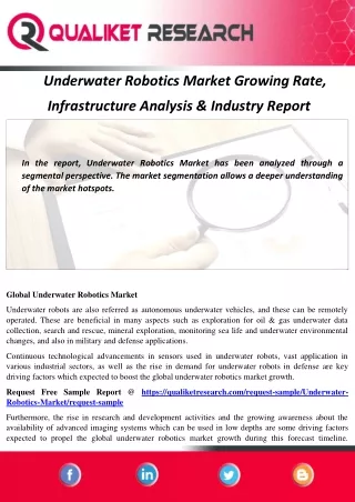 Underwater Robotics Market Growing Rate, Infrastructure Analysis & Industry Report