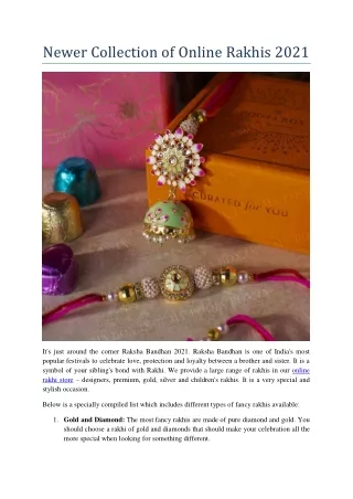 Newer Collection of Online Rakhis 2021
