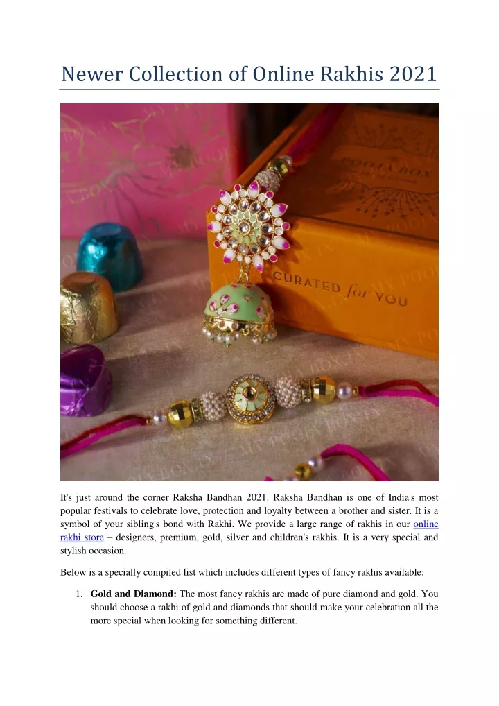 newer collection of online rakhis 2021