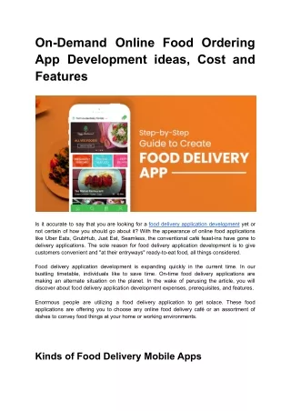 on demand online food ordering app development