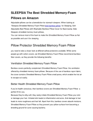 sleepsia the best shredded memory foam