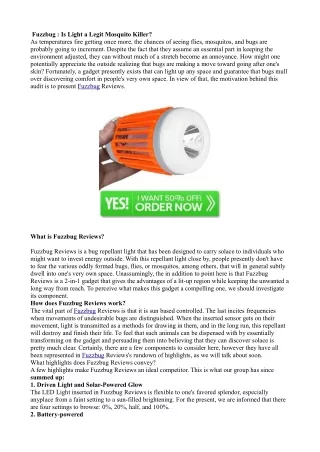 fuzzbug is light a legit mosquito killer