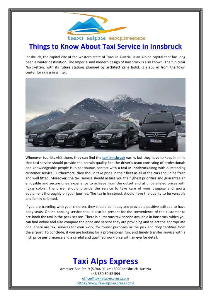 things to know about taxi service in innsbruck