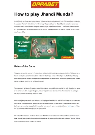 how to play jhandi munda