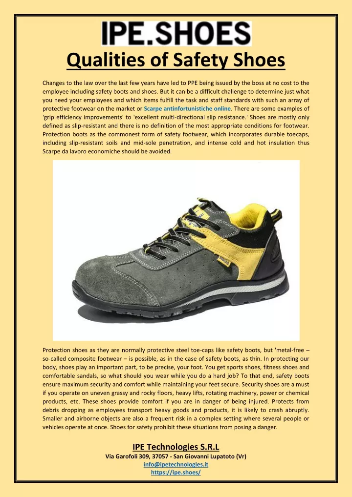 qualities of safety shoes