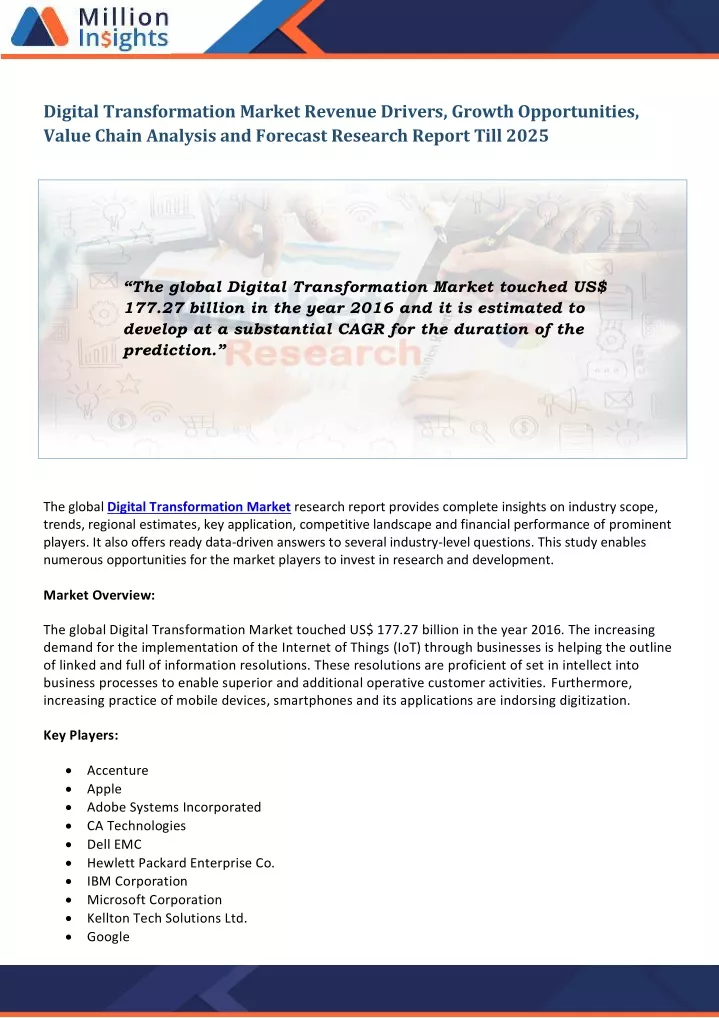 digital transformation market revenue drivers