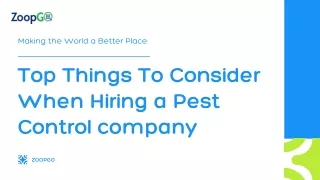 Top Things To Consider When Hiring a Pest Control company