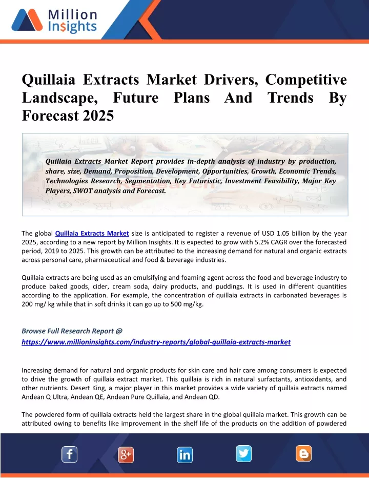 quillaia extracts market drivers competitive