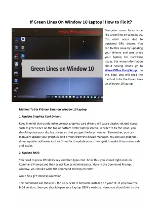 if green lines on window 10 laptop how to fix it