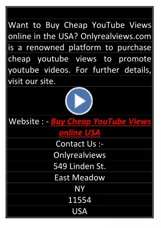 Buy Cheap Youtube Views Online Usa Onlyrealviews.com