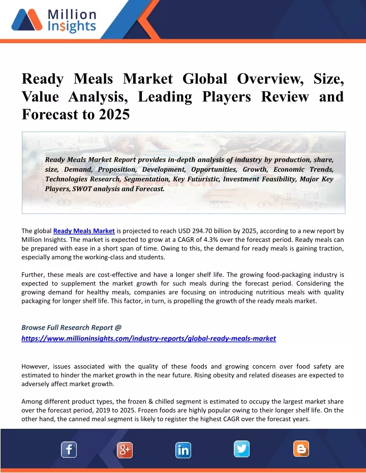 ready meals market global overview size value