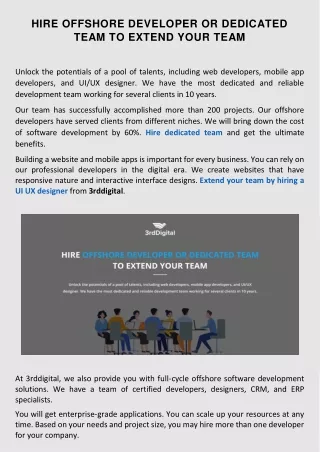 hire offshore developer or dedicated team