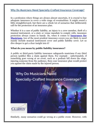 why do musicians need specially crafted insurance