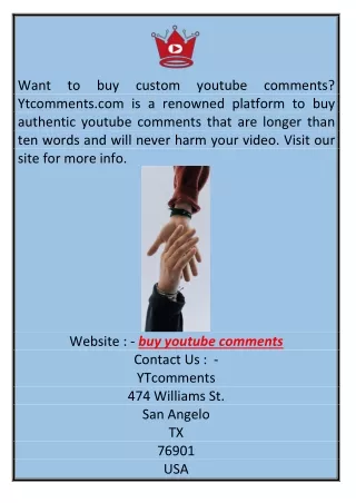 Buy Youtube Comments Ytcomments.com