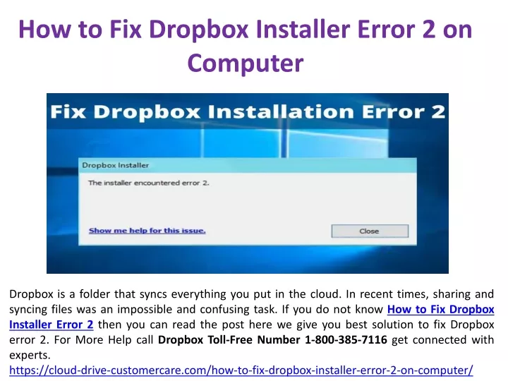 how to fix dropbox installer error 2 on computer