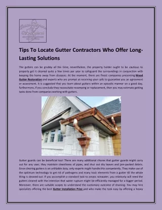 tips to locate gutter contractors who offer long