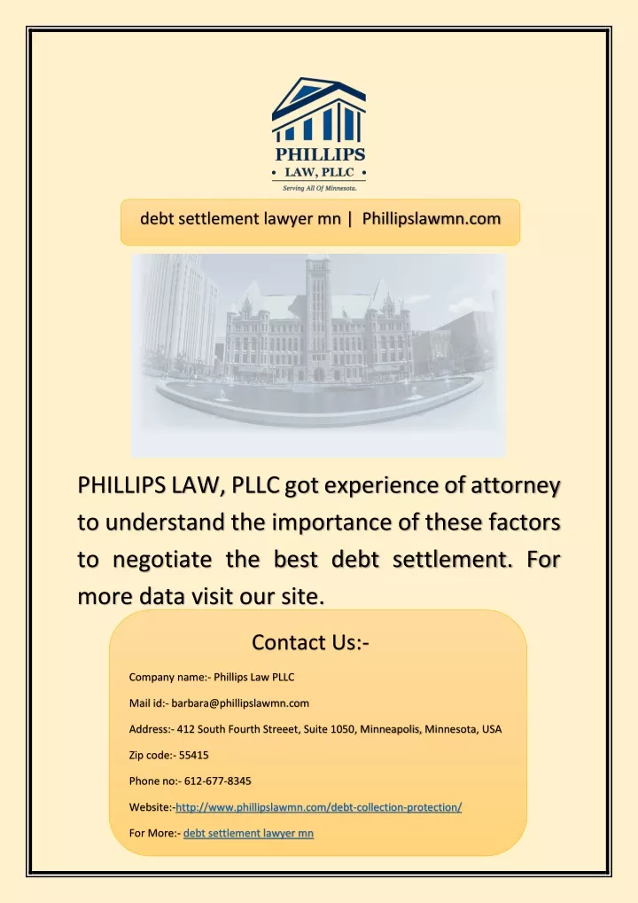 debt settlement lawyer mn phillipslawmn com