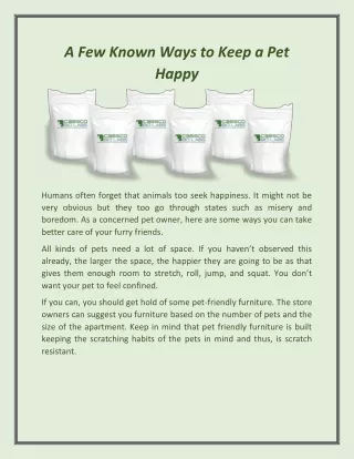 a few known ways to keep a pet happy