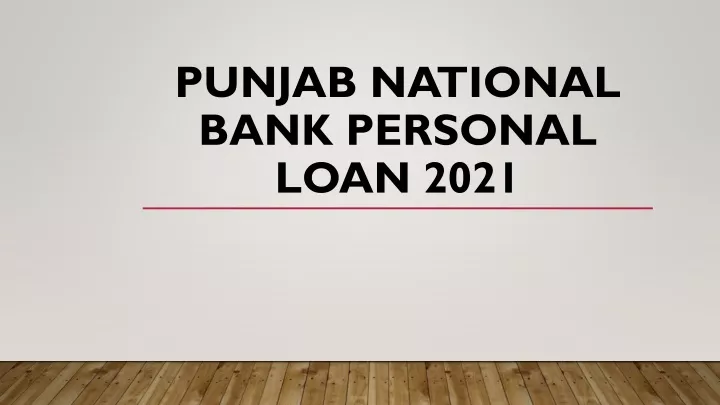 punjab national bank personal loan 2021