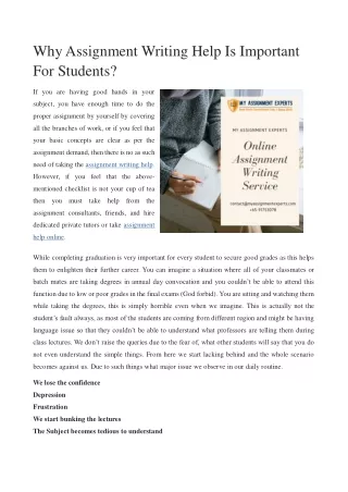 why assignment writing help is important