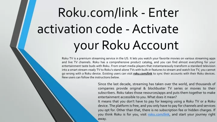 roku com link enter activation code activate your roku account