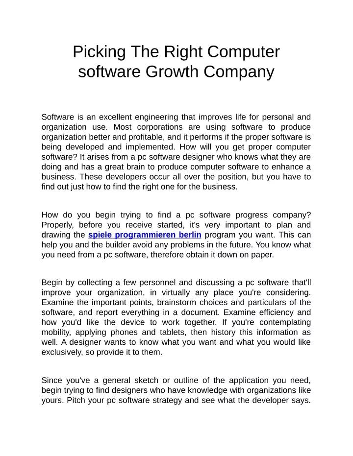 picking the right computer software growth company