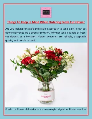 Things To Keep in Mind While Ordering Fresh Cut Flower