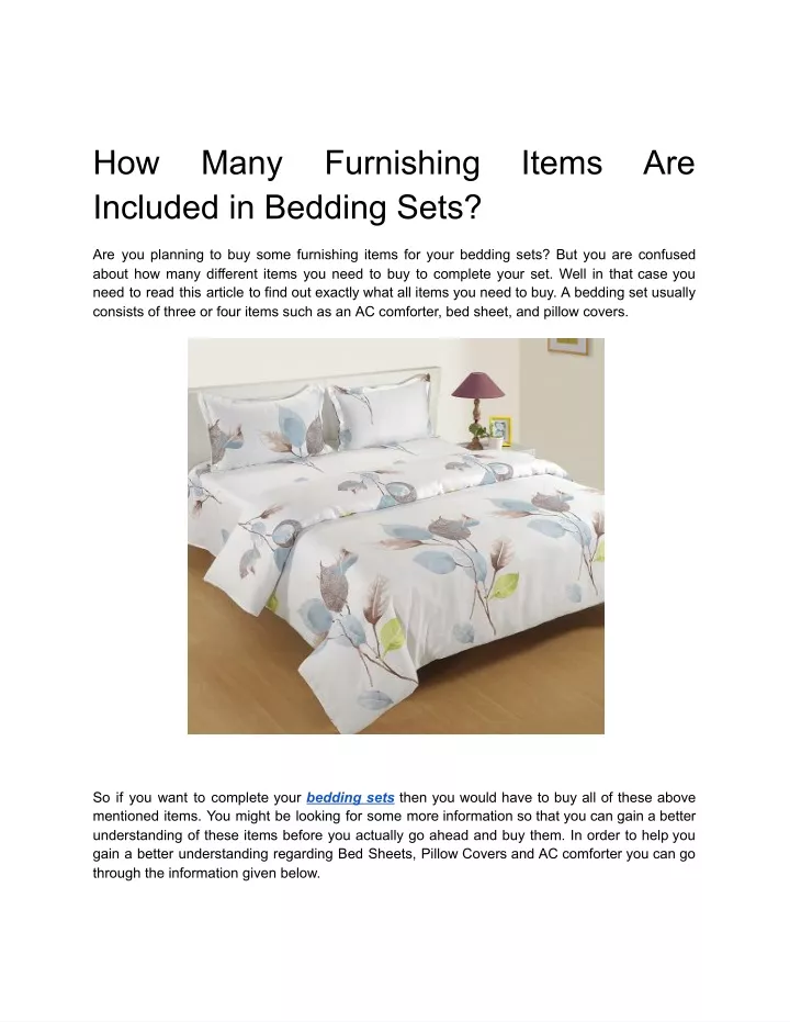how included in bedding sets