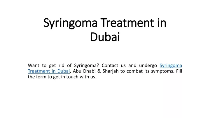 syringoma treatment in dubai