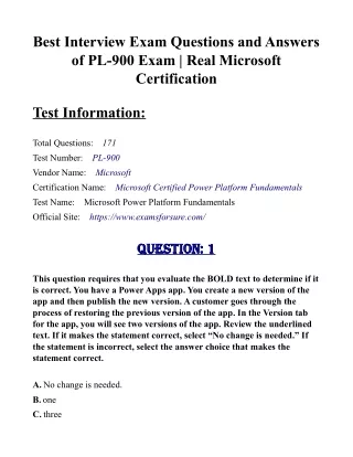 Best Interview Exam Questions and Answers of PL-900 Exam | Real Microsoft Certi