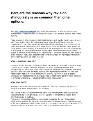 here are the reasons why revision rhinoplasty