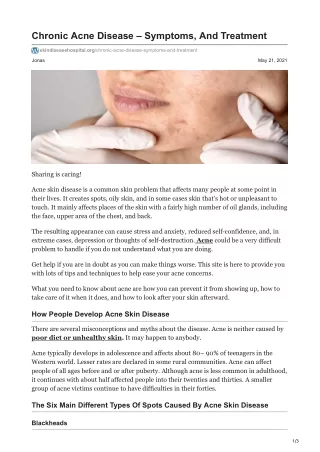 skindiseasehospital.org-Chronic Acne Disease  Symptoms And Treatment