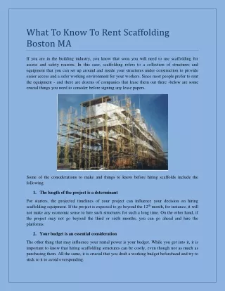 What To Know To Rent Scaffolding Boston MA