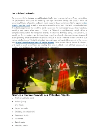 Live Latin Band Los Angeles