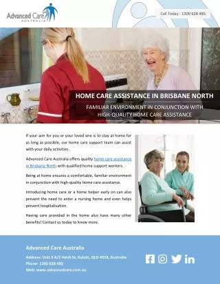 HOME CARE ASSISTANCE IN BRISBANE NORTH
