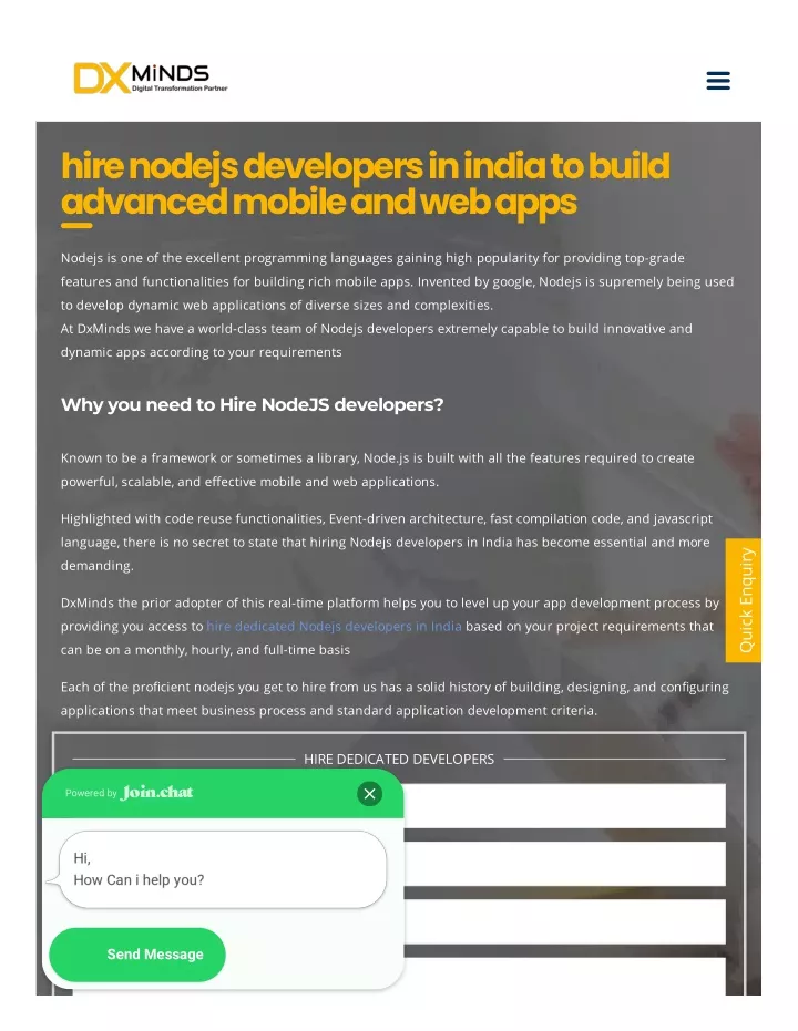 hire nodejs developers in india to build advanced