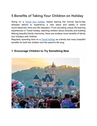 5 Benefits of Taking Your Children on Holiday