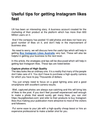Useful tips for getting Instagram likes fast