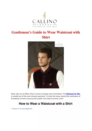 Gentleman’s Guide to Wear Waistcoat with Shirt