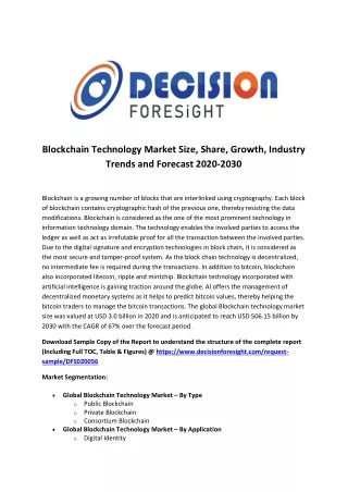 Blockchain Technology Market Trends by Key Players, End User, Demand, Analysis Growth and Forecast 2030