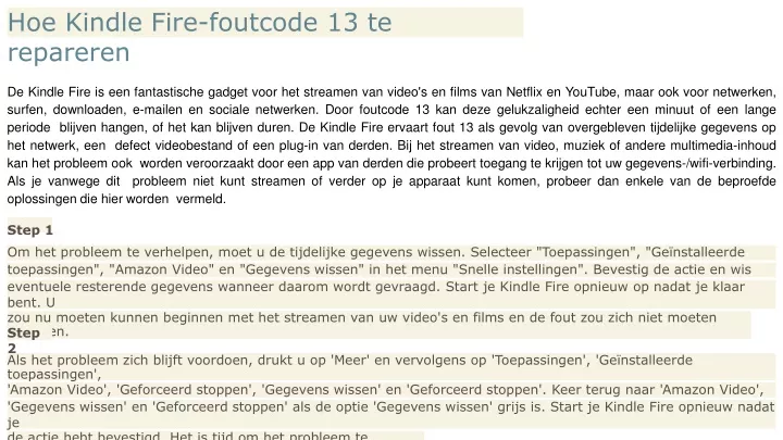 hoe kindle fire foutcode 13 te repareren