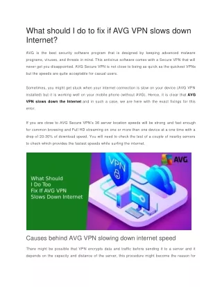 what should i do to fix if avg vpn slows down