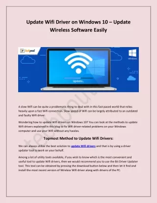 Update Wifi Driver on Windows 10
