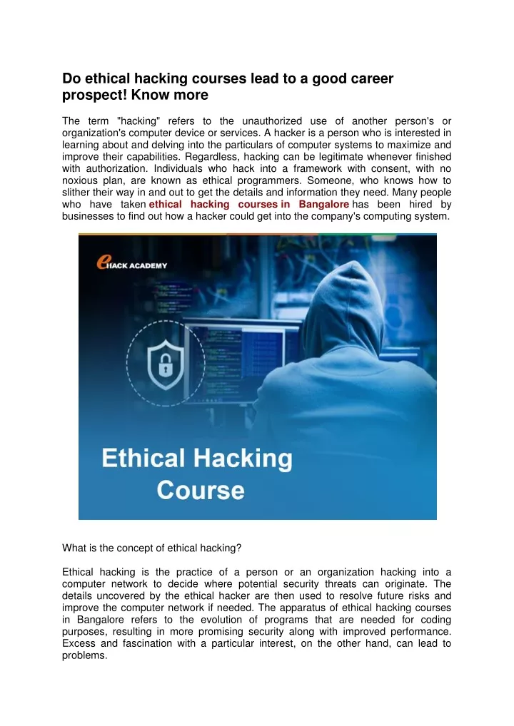 do ethical hacking courses lead to a good career