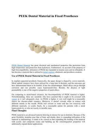 peek dental material in fixed prostheses