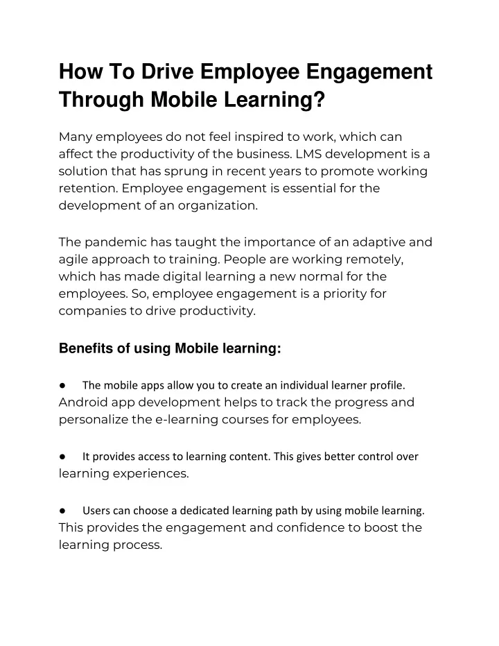how to drive employee engagement through mobile