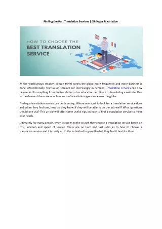 Finding the Best Translation Services