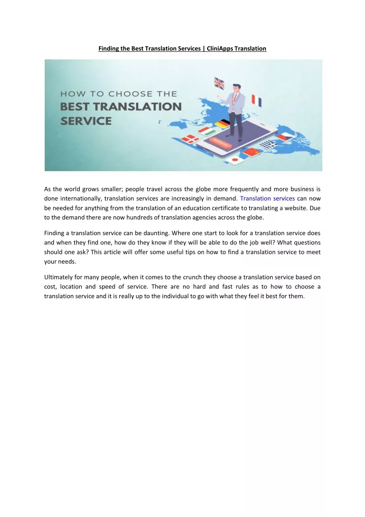 finding the best translation services cliniapps