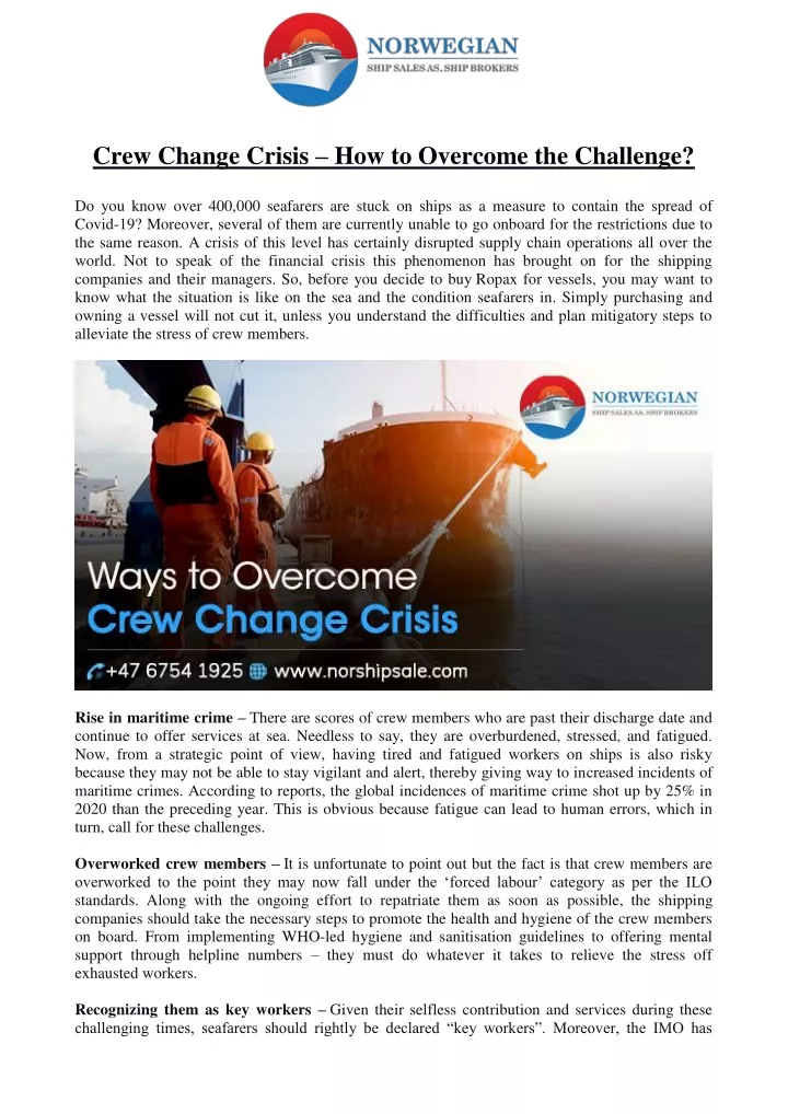 crew change crisis how to overcome the challenge