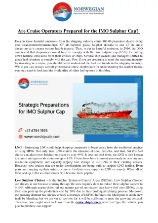 are cruise operators prepared for the imo sulphur